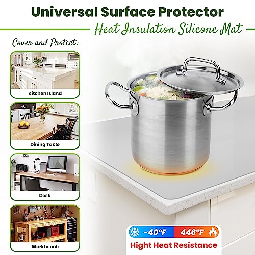 Image of Premium Silicone Mat 25 inch x 17 inch Cooking Mat Thick Heat Resistant, Kitchen Counter Mat Waterproof - Coffee Machine, Glass Top Stove Cover Countertop Protector for Air Fryer, Baking mat (Light Grey)