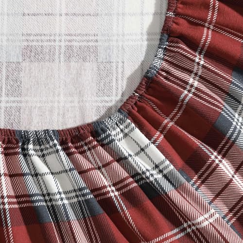 Image of Eddie Bauer - Queen Bed Sheets, Cotton Flannel Bedding Set with Matching Pillowcases, Brushed for Extra Softness, Deep Pocket, Oeko-Tex Certified (Heartland Plaid Red)