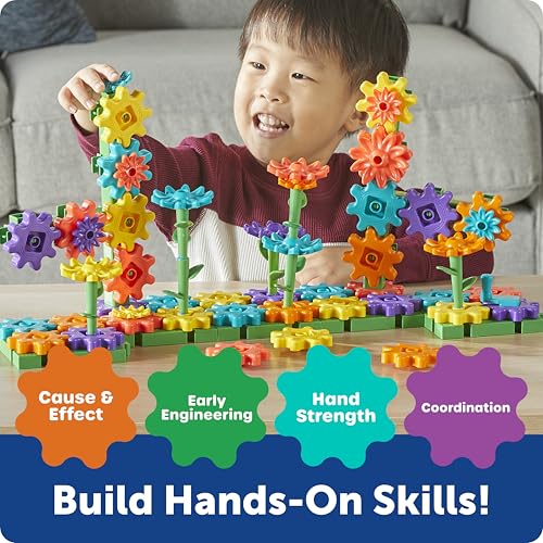 Image of Learning Resources GardenGears Building Set - Hands-On Educational Construction & Engineering, Preschool STEM Building Sets, Toys for Kids, Montessori, Fine Motor Games, Gifts for Kids