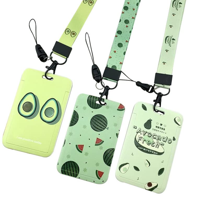 Cordón de Insignia, Tarjetero para cordón, 4 Uds. Fundas de identificación con patrón de Aguacate Verde, Tarjetero for Trabajo, Personal de la Empresa, cordón for empleados, Cubiertas for Tarjetas de