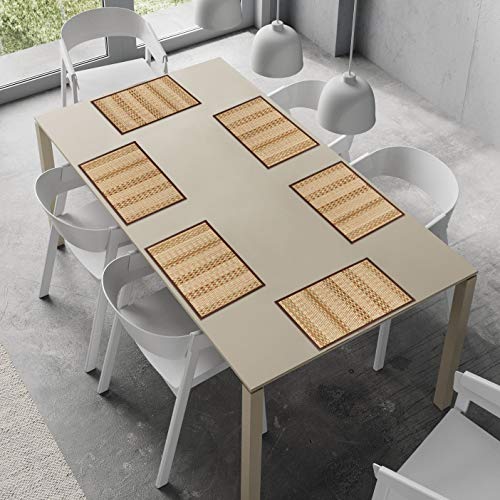 Image of HOKIPO Bamboo Table Mats for Dining Table, Set of 6 Wooden Placemats, 45x30 cm, Beige (AR2817)