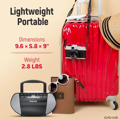 image for Craig Portable Top-Loading CD Boombox with AM/FM Stereo Radio and Cass