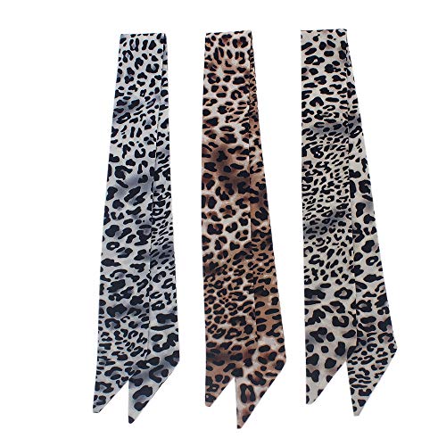 3pcs Creative Leopard Print Cashew Nut Pattern Bag Handbag Handle Ribbon Scarf Hair Head Band Neck Scarf Neckerchief Scarf Head Wrap for Women Girls Decoration