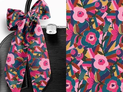 Liberty London Purse, Head, or Neck Scarf - "Bloomsbury" Floral Skinny Scarf - Headband, Handbag, Purse Handle - Silky Tana Lawn Cotton - Choose Length3