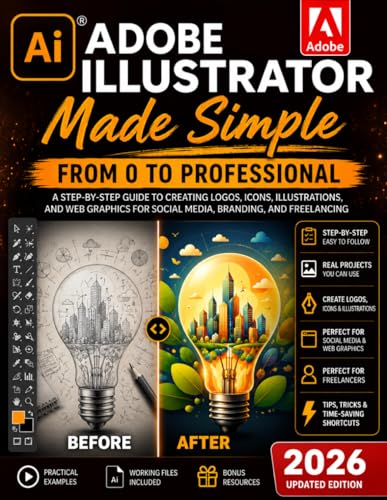  Adobe Illustrator Made Simple: From 0 to Professional  A Step-by-Step Guide to Creating Logos, Icons, Illustrations, and Web Graphics for Social Media, Branding, and Freelancing