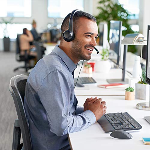 Headset com fio USB Logitech H390 com Almofadas Confortáveis, Controles de Áudio Integrado e Microfo