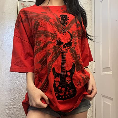 Women Fairy Grunge Clothes Y2k Short Sleeve Oversized Shirt Graphic Print Emo Top Aesthetic Vintage Teen Girl Tee3
