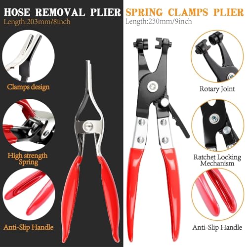 Image of 355PCS 17 Sizes Spring Band Hose Clamps Assortment with Two Pliers Tool
