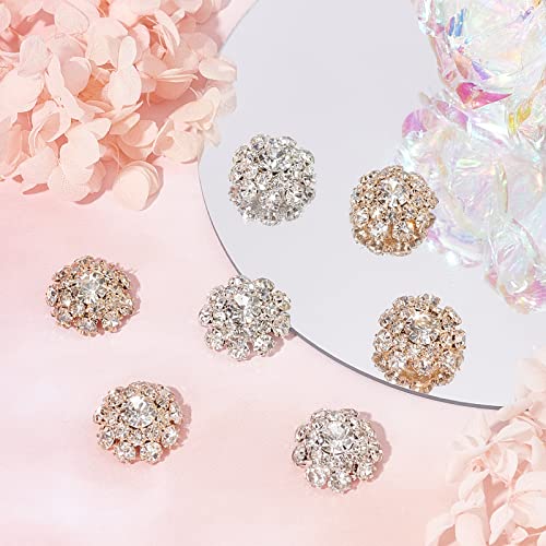 GORGECRAFT 2 Colors 8PCS Rhinestone Shank Buttons Crystal Flower Shape Rhinestone Button Clothes DIY Jewelry Decoration for Crafts Wedding Party Bouquet Sew on Clothing (Brass) - Image 4