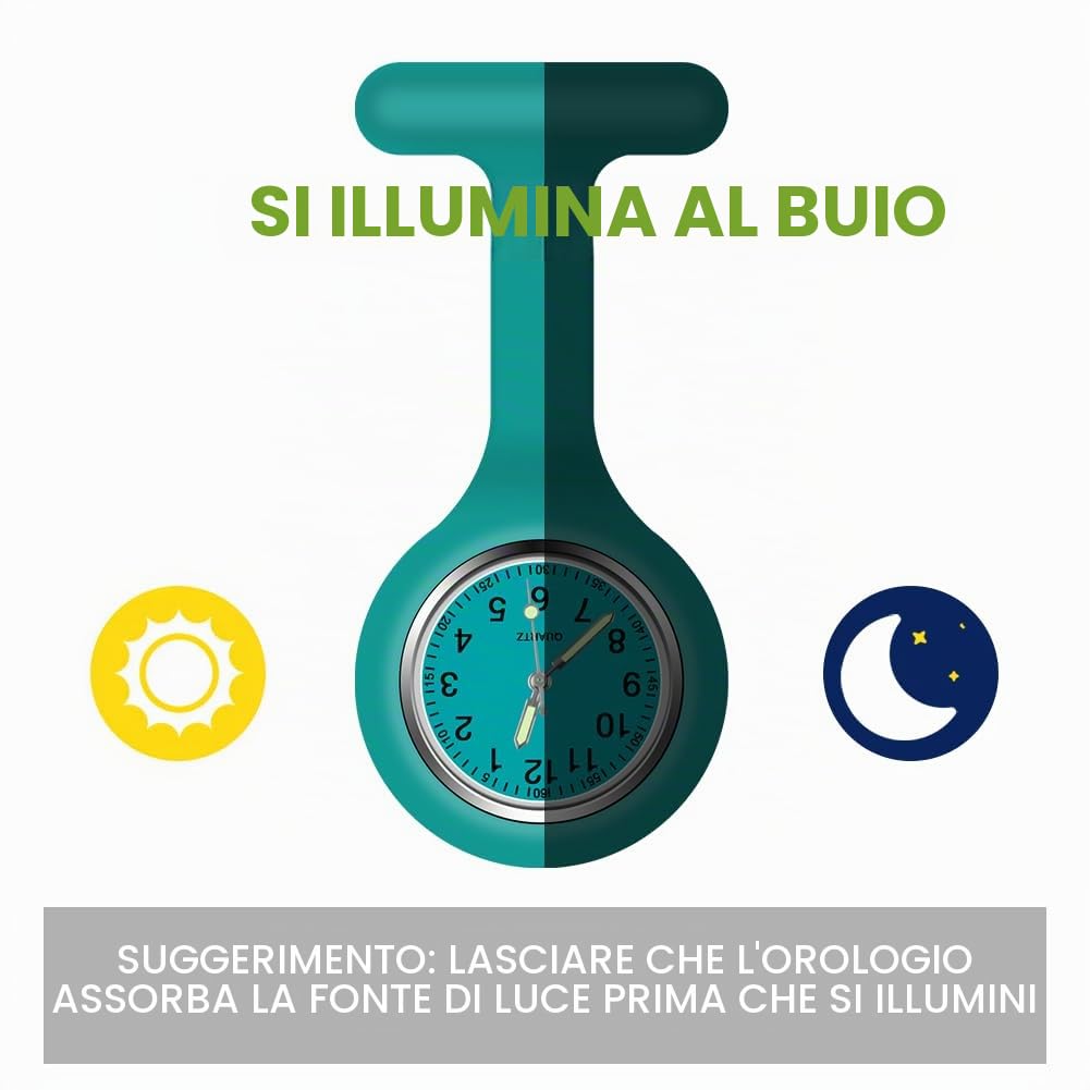 Vicloon Orologio da Infermiere, Orologio per Infermieri in Silicone con Spilla, Infermieri Fob Medical Watch Quandrante Rotondo, Orologi da Tasca per Medici e Infermieri Paramedico