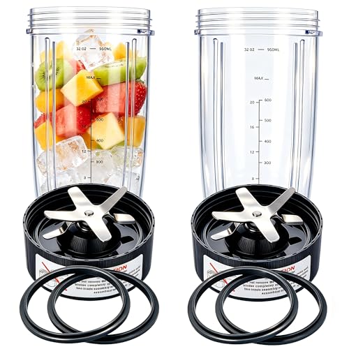 GahsElec blender cups & blades for Nutribullet compatible 32oz set