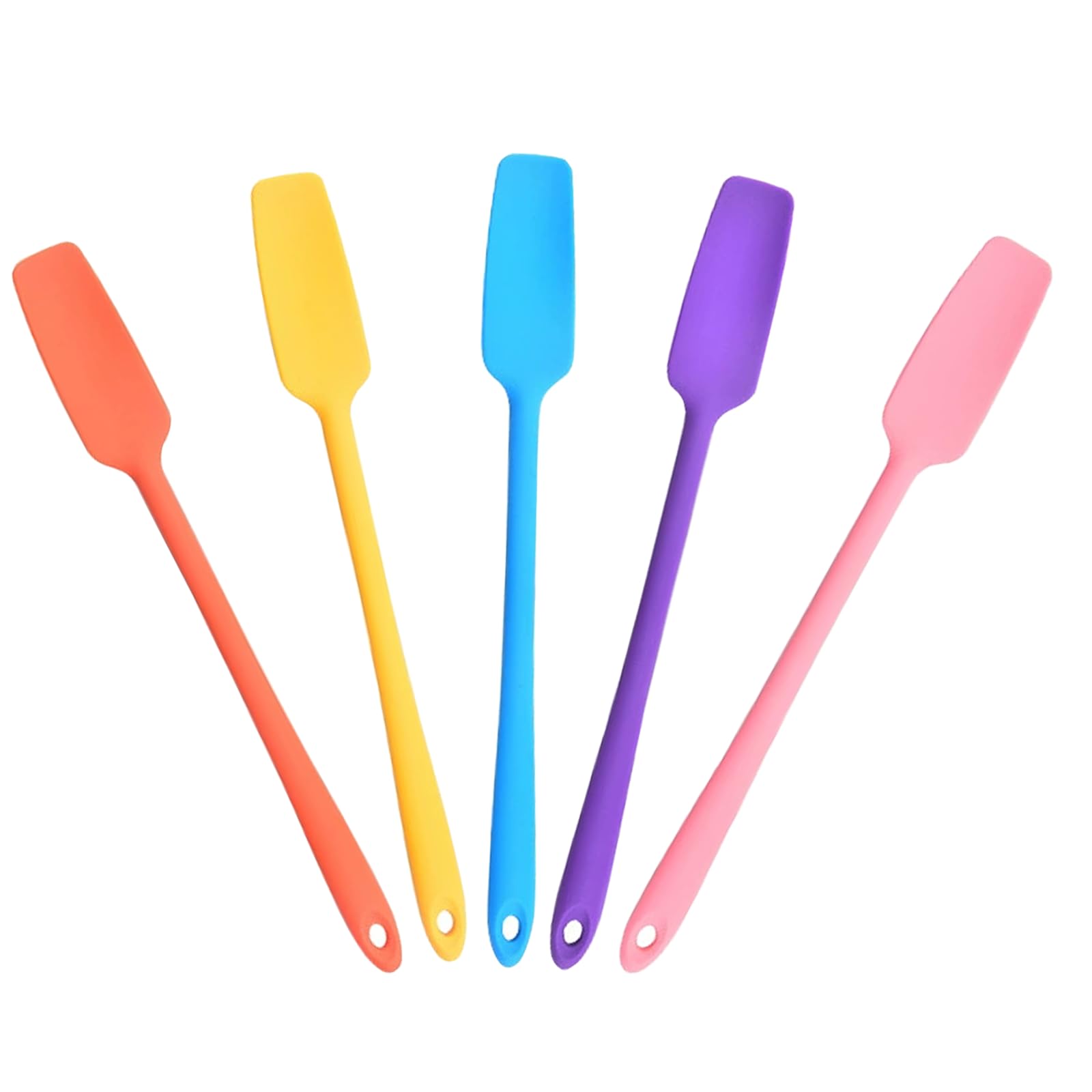 Photo 1 of 5 Piece Long Handle Silicone Jar Spatula Set Heat Resistant 600°F Non Stick Scraper Perfect for Mason Jars Baking Cake Frosting Jam Mixing Small Kitchen Utensils Available in 5 Colors