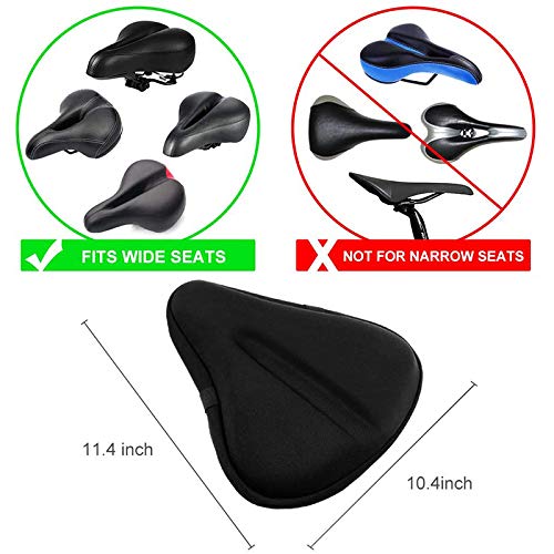 Housse De Selle Vélo Gel Domain Cycling –超大尺寸, Noir, Confort Exercice, Coussin Extra Large