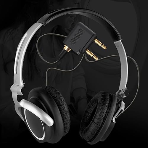 Miniatura 5 de Adaptador de auriculares de avión, adaptador de auriculares de vuelo de 0.138 in, conector de auriculares dual chapado en oro, dos conectores de
