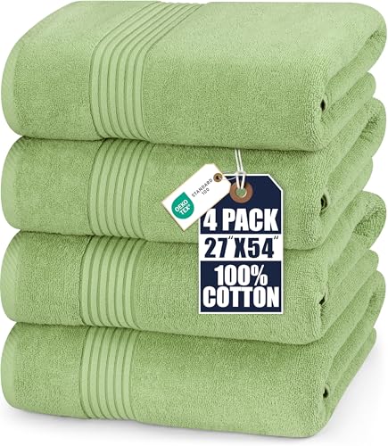 Image of Utopia Towels 4 Pack Bath Towels Set, (27 x 54 Inches) 100% Ring Spun Cotton, Quick Dry, Highly Absorbent, Soft Feel Towels, Perfect for Daily Use (Sage Green)