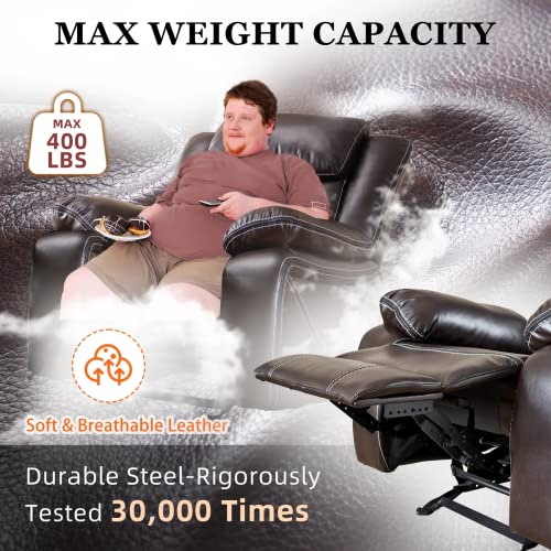 Dazone Recliner Chair, Leather Recliner Lazy Boy Recliner Comfortable Home Theater Seating With Rocking Glider Recliner Chair For Living Room Reclining Rocker Single Pu Faux Manual Recliner Brown #TOP5