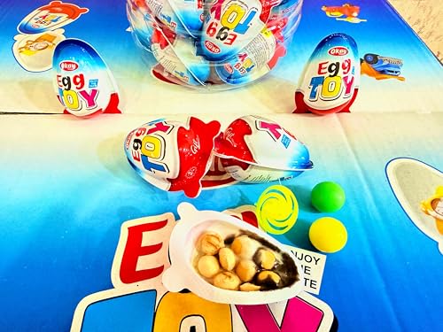 Image of Okay Egg TOY Chocolate Candy, Surprise Eggs with Toy Inside, Bulk Jar, 60 Count, Kids Snack|Pack of 2