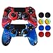 Produktbild Hikfly Anti-Rutsch-besetzte Gummi Öl Silikon Controller Abdeckung mit 8pcs Daumen Griffe Kappen Kit für Sony PS4 / Slim / Pro Controller(Rot Blau Tarnung)