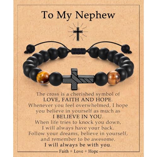 ACOGVN Nephew Gifts from Auntie, To My Nephew Cross Bracelet for Boys Men by ACOGVN - Used condition - US$11.35