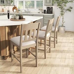 25" Counter Height Bar Stools Set of 2 Farmhouse Kitchen Island Stools Upholstered Linen Fabric Barstools with Back & Footrest for Home Island/Bar/Patio/Pub/Bar Shop,Brown 25 Counter Height Bar Stools Set of 2 Farmhouse Kitchen Island Stools Upholstered Linen Fabric Barstools with Back Footrest for Home IslandBarPatioPubBar ShopBrown