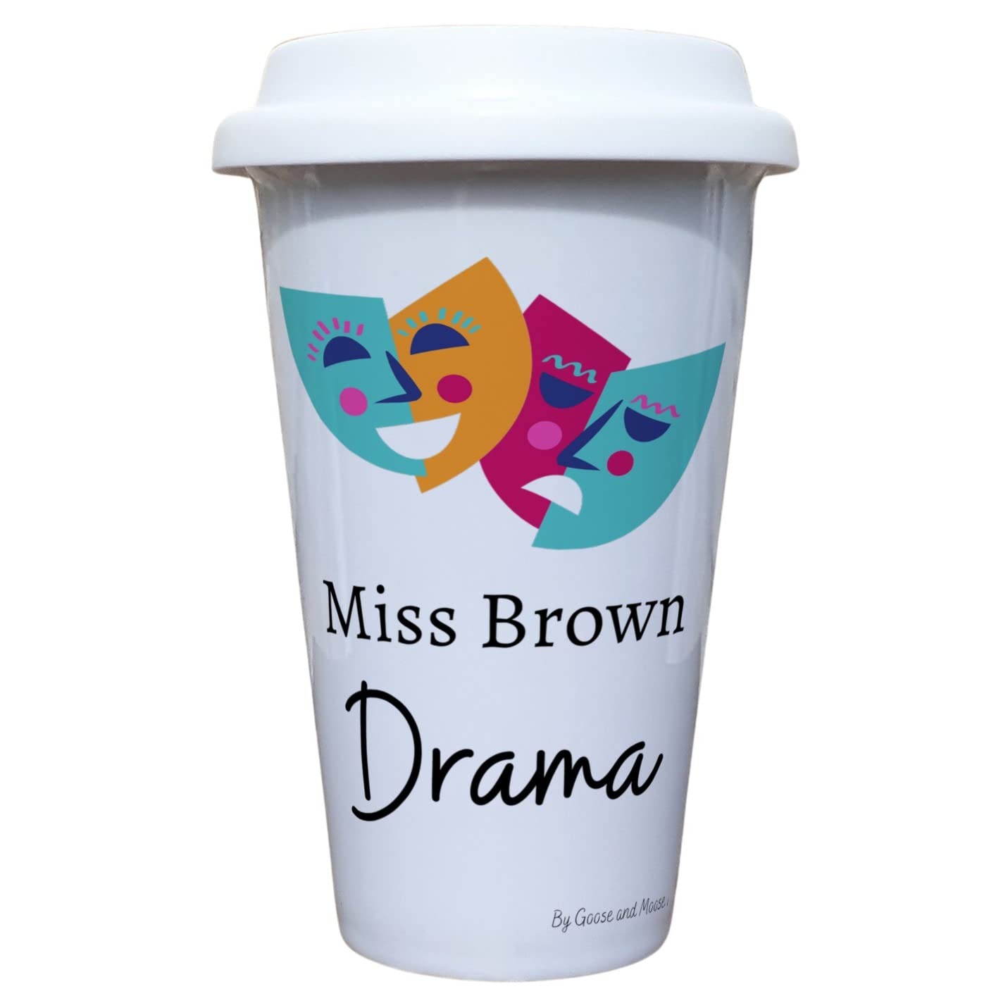 Drama Teacher Travel Mug Personalised - Gift for Acting Lover - Personalised Performing Arts Student Thermal Ceramic Insulated Travel Mug