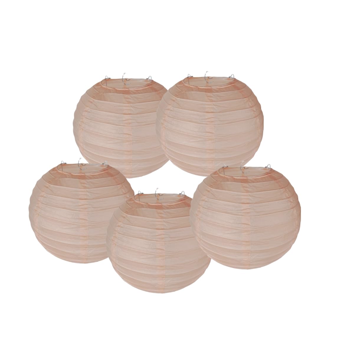 SrchJoy Paper Lanterns Pack of 5 Chinese Wedding Paper Lantern lampshade Lights Round Hanging Lantern for Birthday Party Decorations (Peach, 5 Pcs - 4" (10cm))