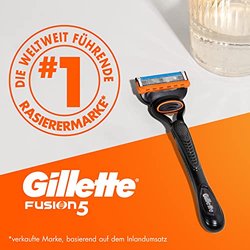 Gillette Fusion 5 Nassrasierer Herren, Rasierer + 8 Rasierklingen + Rasierer-Halter, Geschenk für Männer