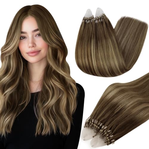 Image of Full Shine Micro Link Hair Extensions Human Hair 18 Inch 50g 50s