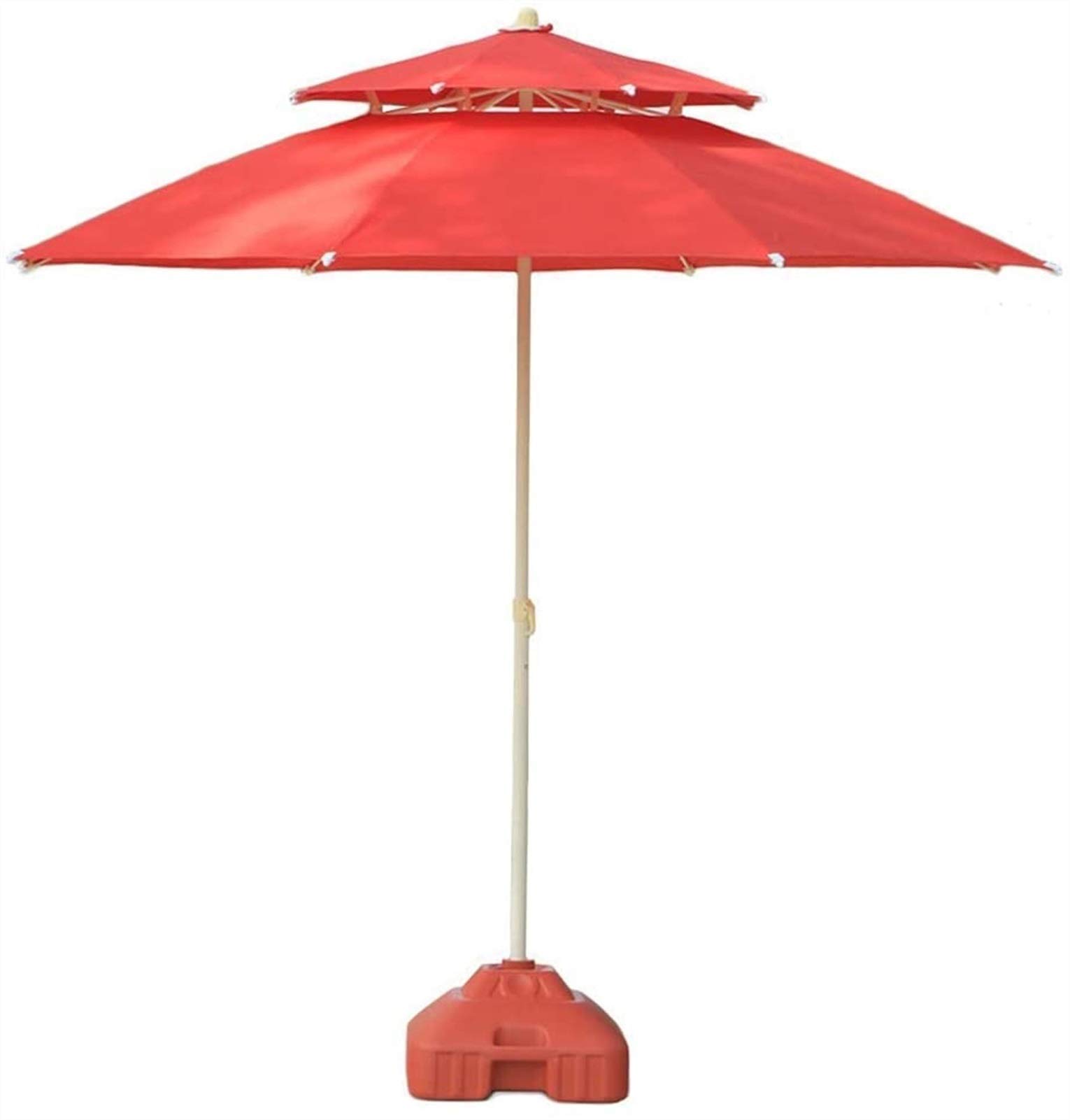 SaryEdge Outdoor Garden Parasols 7.5Ft/9Ft Double Top Patio Umbrella For Beach/Pool/Garden Umbrellas Round Sunscreen, Water/Uv-Resistant Market Umbrella,With Paraso,Red-9 Ft/270cm