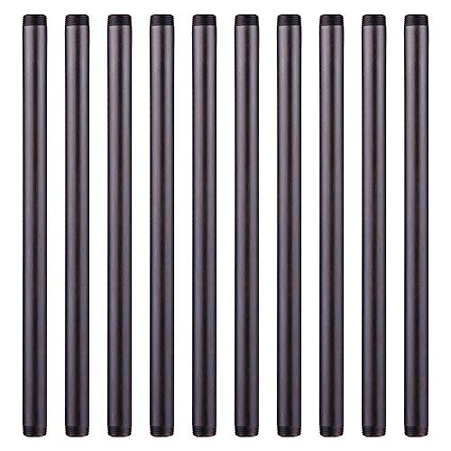3/4â€ x 18 â€ Black Malleable Steel Nipples Fitting, 3/4 Inches Threaded Pipe Nipples, DIY Steampunk Industrial Vintage Style, 10 Pack.