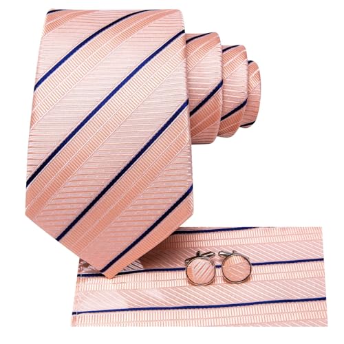 Image of Dubulle Mens Tie Set Solid Paisley Silk Striped Necktie for Men with Cufflinks Tie and Pocket Square