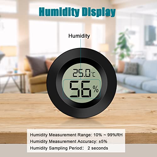 EEEKit 3 Pack LCD Digital Hygrometer Thermometer, Indoor Outdoor Feuchtigkeitsmesser, Luftfeuchtigkeitsmessgerät,Temperaturanzeige für Gewächshaus Keller Babyzimmer, Schwarz Rund