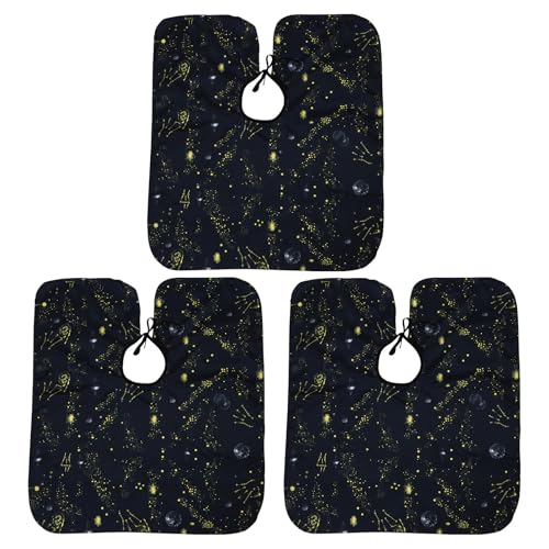 Set de 3 capas para corte de cabello impermeables con patrón de cielo nocturno para niños y uso en casa y barbería miniatura 1