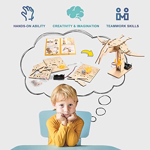 Stem Projects Kits For Kids Age 8-10-12, 4 In 1 3D Wooden Puzzles Dinosaur Craft For 6-8, Building Toys For Boys Ages 8-12, Wood Woodworking Model Kits, Diy Dino Robot Kit #TOP5