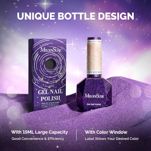 Image of MelodySusie Galaliver Nude Pink Glitter Gel Nail Polish, 15ML Sparkly Pink Shimmer Gel Polish Soak Off UV LED Cured Long Lasting Gift for Women DIY Nail Design Nail Art Manicure X03