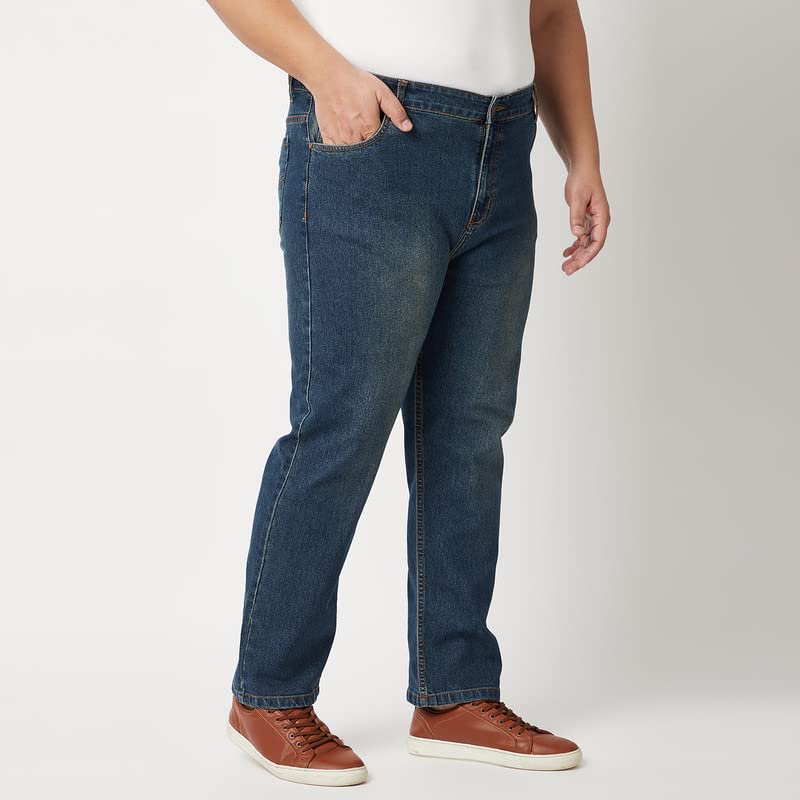 Image of Zush Men's Regular Fit Dark Blue Color Mid Rise Plus Size Stretchable Jeans