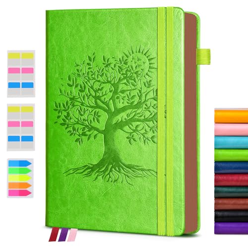 Image of Vintage Leather Journal - 300 Page Lined Journal for Women Men, A6 Small Notebook with 2 Elastic Straps, 3 Ribbons, Pen Holder, Pocket Notebook for Work, Travel, Writing, Daily Diary (3.7 inch x 6.8 inch)