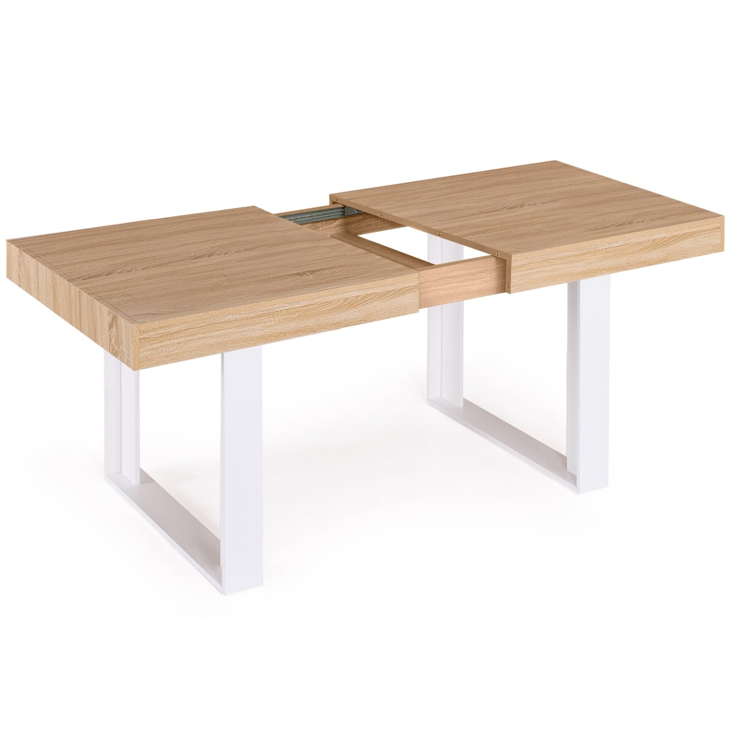 IDMarket Phoenix - Mesa de comedor extensible, para 6-10 personas, madera y color blanco, 160-200 cm