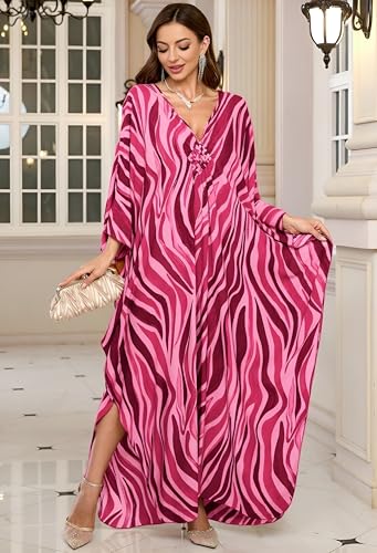 Image of KEYLORTING Plus Size Kaftan Dress Women, African Moo Moo Print Caftan, Batwing Dress, Beach Cover Up for Party and Loungewear