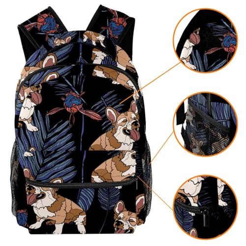 Sac à dos Corgi pour ordinateur portable, cartable d'école imperméable - 3