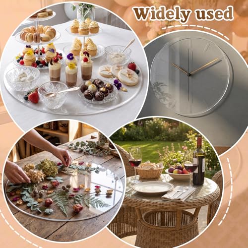 Image of Gisafai 2 Pcs Large Clear Acrylic Round Disc 24 Inch, 1 /8 Inch Thick Glass Circle Sheets with Protective Film, Transparent Acrylic Panels for DIY Projects, Crafts, Cake Displays and Tabletop