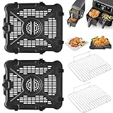 Domigard Juego de 2 accesorios para freidora de aire caliente con 2 rejillas de acero inoxidable reutilizables sin BPA para Ninja SL401, adecuado para doble zona Airfryer para papel de horno de doble