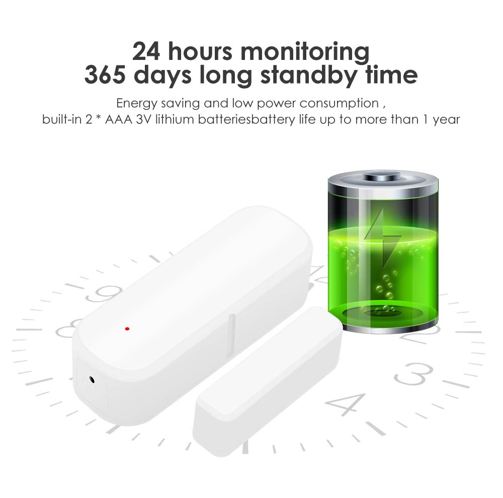 Mengshen Confezione da 4 sensori Smart WiFi per porte e finestre, nessun hub richiesto, sensore di contatto wireless per la sicurezza domestica, compatibile con dispositivi Tuya Smart Home Alexa e
