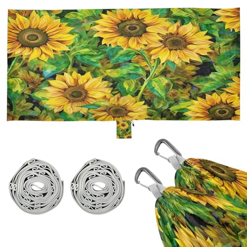 SDMKA Sunflower Pattern Camping Hammock, 330 lbs with 2 Tree Straps, Carry Bag, Single Portable Hammock for Outdoor/Indoor, Hiking, Beach, Backpacking, Travel