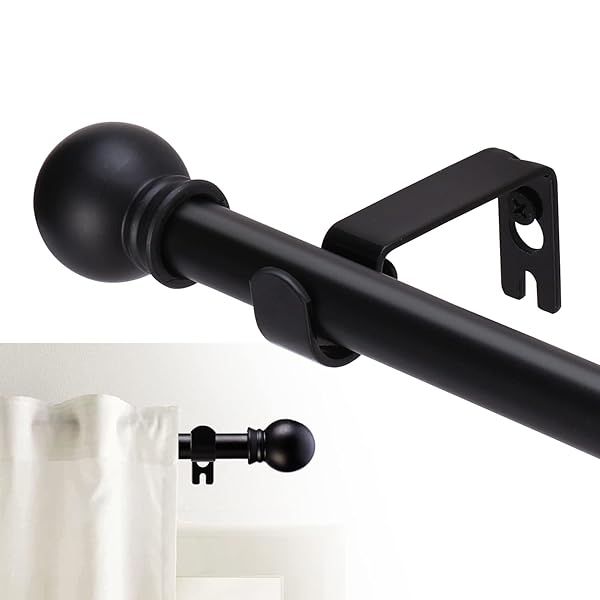Curtain Rods for windows 32-48 inch, 5/8 inch Decorative Curtain Rod Set, Matte Black Splicing Heavy Duty Metal Curtain Rod with Brackets