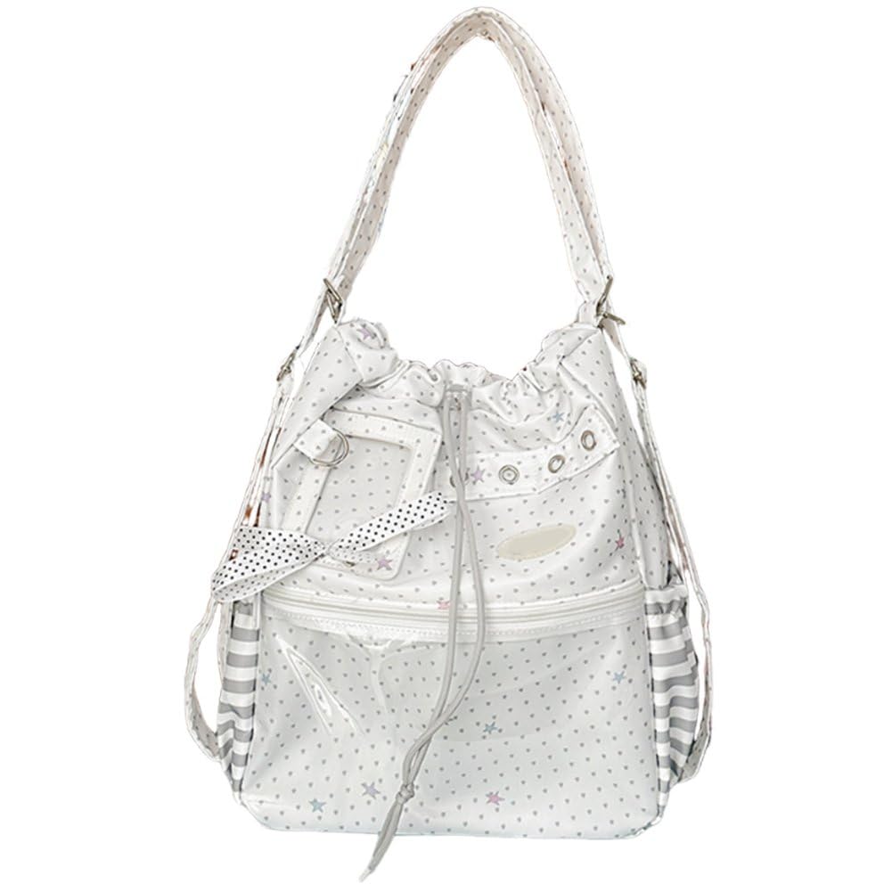 Hrippy Polka Dot Transparent Ita Bag, Drawstring Single Shoulder Pack for Daily Commute and Casual Outdoor Activities