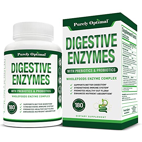Premium Digestive Enzymes Plus Prebiotics & Probiotics - Digestive Enzyme Supplement for Better Digestion, Immune Support, & Nutrient Absorption - Gas, Constipation & Bloating Relief - 180 Capsules