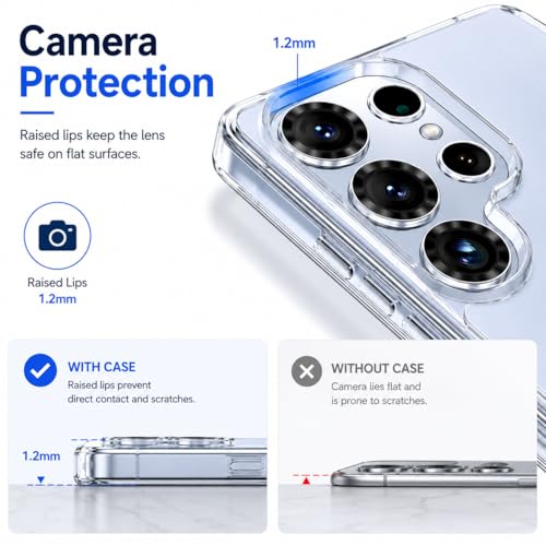 Image of DIZORO for Samsung Galaxy S25 Ultra 5g Case Clear,[30X Anti-Yellowing] Galaxy S25 Ultra Phone Case with Hard Back & Soft Edge,[15FT Mil-Grade Protection] Back Cover for Galaxy S25 Ultra- Transparent