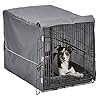 MidWest Homes for Pets Double Door Dog Crate Kit Includes One Two Door Matching Gray Bed Crate Cover 30 Inch Kit Ideal for Medium Dog Breeds