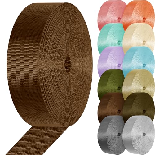 YOGHAVRS sangle nylon 1po lourd brun sable